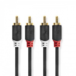 Stereo-Audiokabel | 2x RCA Male | 2x RCA Male | Verguld | 10.0 m | Rond | Antraciet | Doos - cabw24200at100