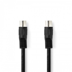 DIN-Audiokabel | DIN 5-Pins Male | DIN 5-Pins Male | Vernikkeld | 1.00 m | Rond | PVC | Zwart | Envelop - cagp20000bk10