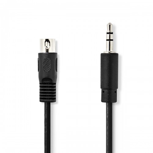 DIN-Audiokabel | DIN 5-Pins Male | 3,5 mm Male | Vernikkeld | 1.00 m | Rond | PVC | Zwart | Polybag - cagp20100bk10