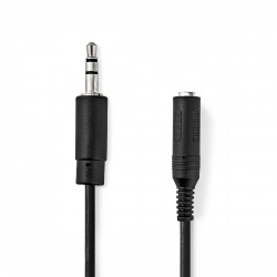 Stereo-Audiokabel | 3,5 mm Male | 6,35 mm Female | Vernikkeld | 0.20 m | Rond | Zwart | Polybag - cagp22550bk02