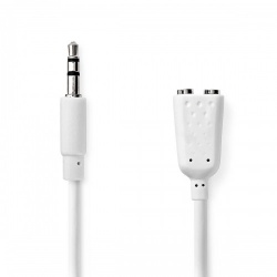 Stereo-Audiokabel | 3,5 mm Male | 2x 3,5 mm Female | Vernikkeld | 0.20 m | Rond | Wit | Envelop - cagp22100wt02