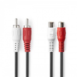 Stereo-Audiokabel | 2x RCA Male | 2x RCA Female | Vernikkeld | 2.00 m | Rond | Zwart | Polybag - cagp24205bk20