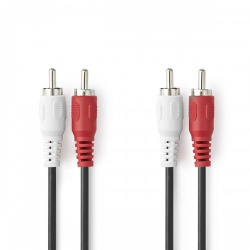 Stereo-Audiokabel | 2x RCA Male | 2x RCA Male | Vernikkeld | 2.00 m | Rond | Zwart | Polybag - cagp24200bk20