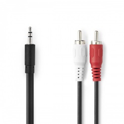 Stereo-Audiokabel | 3,5 mm Male | 2x RCA Male | Vernikkeld | 1.00 m | Rond | Zwart | Doos - cagb22200bk10