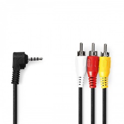 Audio-Videokabel | 3,5 mm Male | 3x RCA Male | Vernikkeld | 1.00 m | Rond | PVC | Zwart - cvgb22400bk10