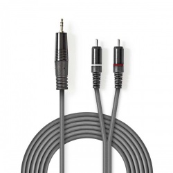 Stereo-Audiokabel | 3,5 mm Male | 2x RCA Male | Vernikkeld | 1.50 m | Rond | Donkergrijs | Kartonnen Sleeve - coth22200gy15