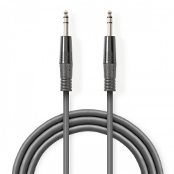 Stereo-Audiokabel | 6,35 mm Male | 6,35 mm Male | Vernikkeld | 1.50 m | Rond | Donkergrijs | Kartonnen Sleeve - coth23020gy15