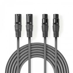 Gebalanceerde Audiokabel | 2x XLR 3-Pins Male | 2x XLR 3-Pins Female | Vernikkeld | 3.00 m | Rond | PVC | Donkergrijs | Kartonnen Sleeve - coth15030gy30