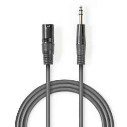 Gebalanceerde Audiokabel | XLR 3-Pins Male | 6,35 mm Male | Vernikkeld | 3.00 m | Rond | PVC | Donkergrijs | Kartonnen Sleeve - coth15100gy30