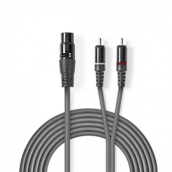 Gebalanceerde Audiokabel | XLR 3-Pins Female | 2x RCA Male | Vernikkeld | 1.50 m | Rond | PVC | Donkergrijs | Kartonnen Sleeve - coth15220gy15