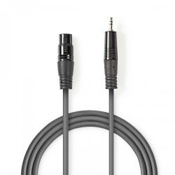 Gebalanceerde Audiokabel | XLR 3-Pins Male | 3,5 mm Male | Vernikkeld | 1.50 m | Rond | PVC | Donkergrijs | Kartonnen Sleeve - coth15300gy15