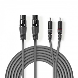 Gebalanceerde Audiokabel | 2x XLR 3-Pins Female | 2x RCA Male | Vernikkeld | 1.50 m | Rond | PVC | Donkergrijs | Kartonnen Sleeve - coth15230gy15