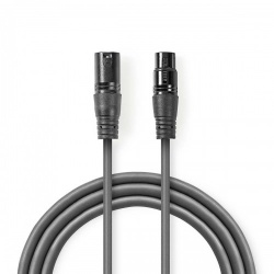 DMX-Adapterkabel | XLR 3-Pins Male | XLR 3-Pins Female | Vernikkeld | 15.0 m | Rond | PVC | Donkergrijs | Gift Box - cotg15012gy150