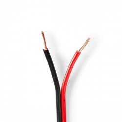 Speaker-Kabel | 2x 1.50 mm² | Koper | 25.0 m | Rond | PVC | Rood / Zwart | Rol - cabr1500bk250