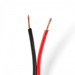 Speaker-Kabel | 2x 2.50 mm² | Koper | 100.0 m | Rond | PVC | Rood / Zwart | Rol - cabr2500bk1000