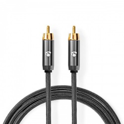 Digitale Audiokabel | RCA Male | RCA Male | Verguld | 1.00 m | Rond | Katoen | Gun Metal Grijs | Cover Window Box - catb24170gy10