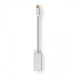 Mini DisplayPort-Kabel | DisplayPort 1.2 | Mini-DisplayPort Male | DisplayPort Female | 21.6 Gbps | Verguld | 0.20 m | Rond | Gevlochten | Zilver | Cover Window Box - cctb37450al02