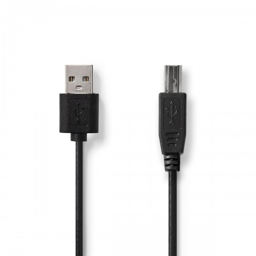 USB-Kabel | USB 2.0 | USB-A Male | USB-B Male | 7.5 W | 480 Mbps | Vernikkeld | 2.00 m | Rond | PVC | Zwart | Label - ccgt60100bk20