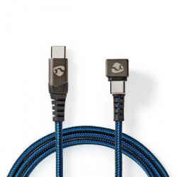 USB-Kabel | USB 2.0 | USB-C™ Male | USB-C™ Male | 480 Mbps | Verguld | 2.00 m | Rond | Gevlochten / Nylon | Blauw / Zwart | Cover Window Box - gctb60700bk20