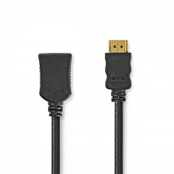 High Speed ​​HDMI™-Kabel met Ethernet | HDMI™ Connector | HDMI™ Female | 4K@30Hz | 10.2 Gbps | 1.00 m | Rond | PVC | Zwart | Envelop - cvgp34090bk10