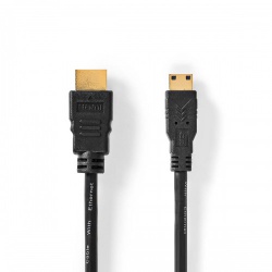 High Speed ​​HDMI™-Kabel met Ethernet | HDMI™ Connector | HDMI™ Mini-Connector | 4K@30Hz | 10.2 Gbps | 1.50 m | Rond | PVC | Zwart | Polybag - cvgp34500bk15