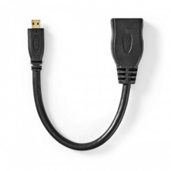 High Speed ​​HDMI™-Kabel met Ethernet | HDMI™ Micro-Connector | HDMI™ Output | 4K@30Hz | 10.2 Gbps | 0.20 m | Rond | PVC | Zwart | Polybag - cvgp34790bk02