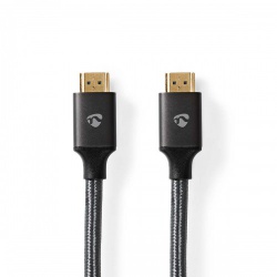 High Speed ​​HDMI™-Kabel met Ethernet | HDMI™ Connector | HDMI™ Connector | 4K@30Hz | ARC | 18 Gbps | 10.00 m | Rond | Katoen | Gun Metal Grijs | Cover Box - cvtb34000gy100