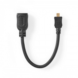 High Speed ​​HDMI™-Kabel met Ethernet | HDMI™ Micro-Connector | HDMI™ Output | 4K@30Hz | 10.2 Gbps | 0.20 m | Rond | ABS / PVC | Zwart | Label - cvgt34790bk02