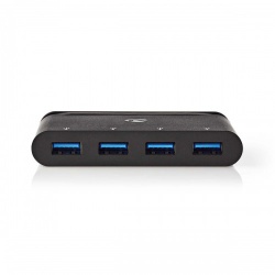 USB Multi-Port Adapter | USB 3.2 Gen 1 | USB-C™ Male | 4x USB-A | Rond | Vernikkeld | Zwart | Window Box met Euro Lock - tcarf200bk