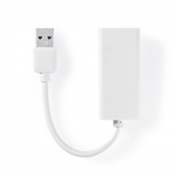 USB-A Adapter | USB 3.2 Gen 1 | USB-A Male | RJ45 Female | 1 Gbps | 0.20 m | Rond | Verguld / Vernikkeld | PVC | Wit | Polybag - ccgp61950wt02