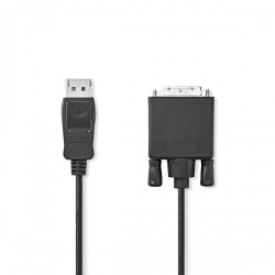 DisplayPort-Kabel | DisplayPort Male | DVI-D 24+1-Pins Male | 1080p | Vernikkeld | 1.00 m | Rond | PVC | Zwart | Label - ccgl37200bk10