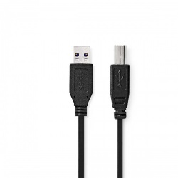 USB-Kabel | USB 3.2 Gen 1 | USB-A Male | USB-B Male | 5 Gbps | Vernikkeld | 3.00 m | Rond | PVC | Zwart | Label - ccgl61100bk30