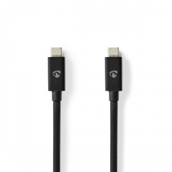 USB-Kabel | USB 4.0 Gen 2x2 | USB-C™ Male | USB-C™ Male | 240 W | 8K@60Hz | 20 Gbps | Vernikkeld | 2.00 m | Rond | PVC | Zwart | Label - ccgl66020bk20