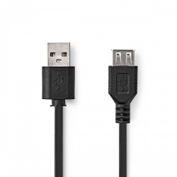 USB-Kabel | USB 2.0 | USB-A Male | USB-A Female | 480 Mbps | Vernikkeld | 0.20 m | Rond | PVC | Zwart | Doos - ccgb60010bk02