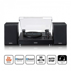 Riemaandrijving houten platenspeler met Bluetooth-ontvangst en 2 externe luidsprekers - ls-101bk